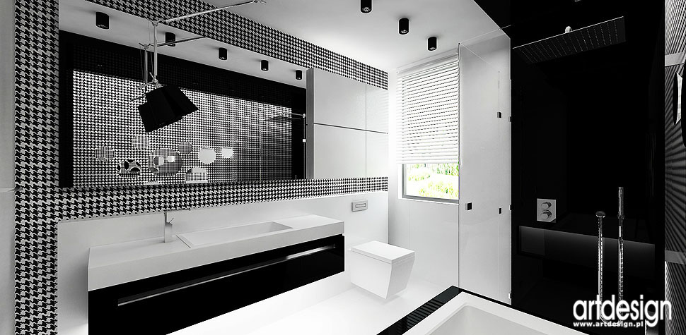 łazienka czarno-biała wnętrza